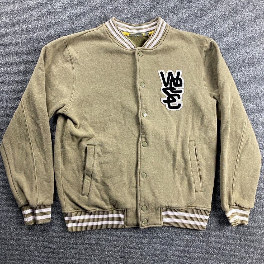 WESC Varsity Jacket Men's Small Green‎ Snap Casual Embroidered Cotton Blend